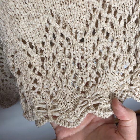 BCBGMaxAzria tape knit sweater cardigan with crochet borders size S - Picture 5 of 9